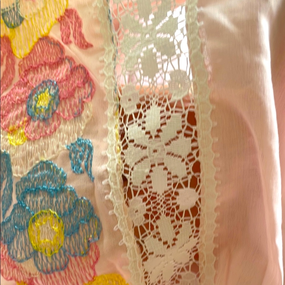 Vintage Lov Lee Pink Lace Embroidery Nightgown Montreal Canada L - Picture 2 of 16